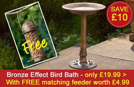 Bronze Effect Bird Bath - £10 off PLUS receive a FREE matching Bird Feeder